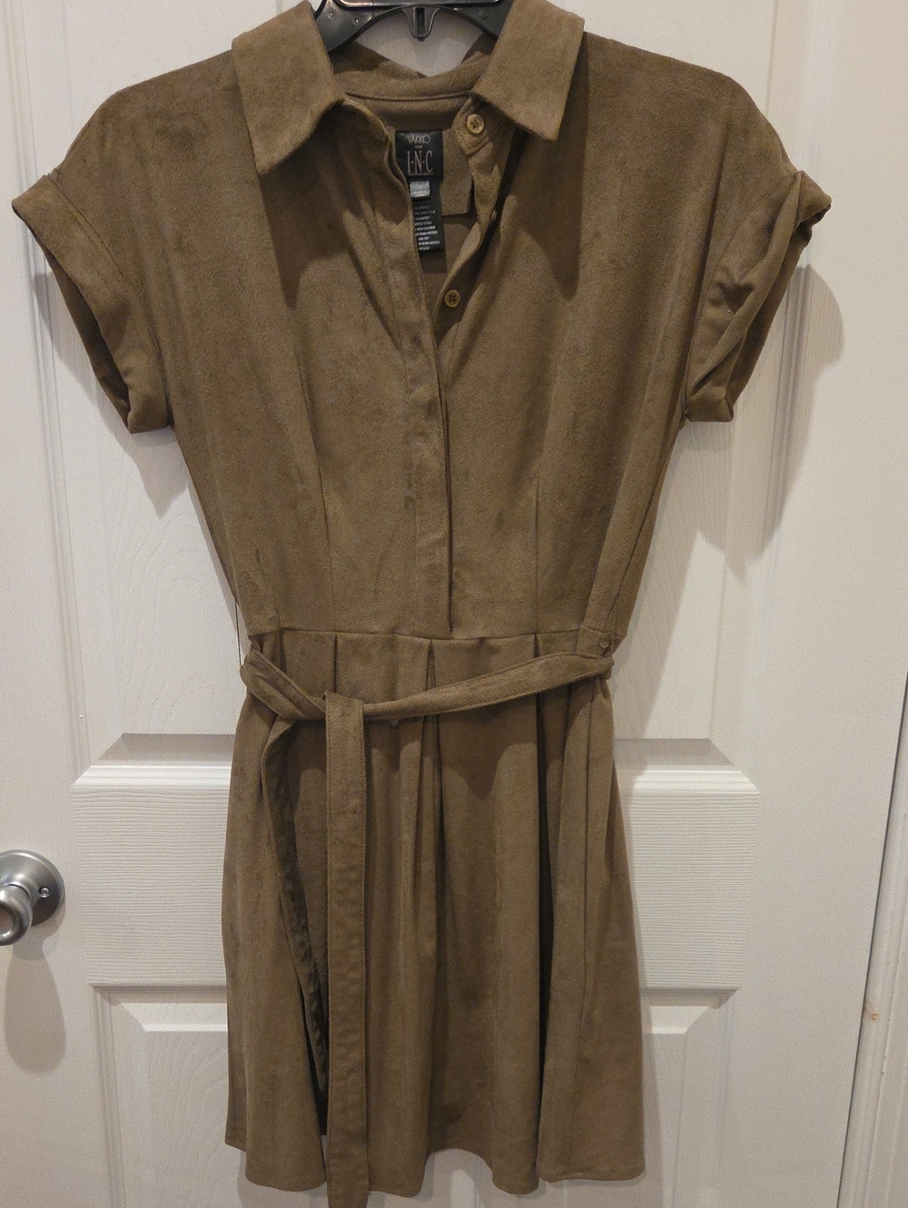 VAKKO for INC Faux Suede Belted Dress